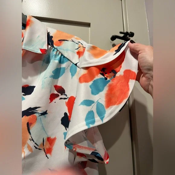 Chico's Short Sleeve Floral Top Blouse Size XL /Chico’s Size 3 EUC! - Picture 5 of 16